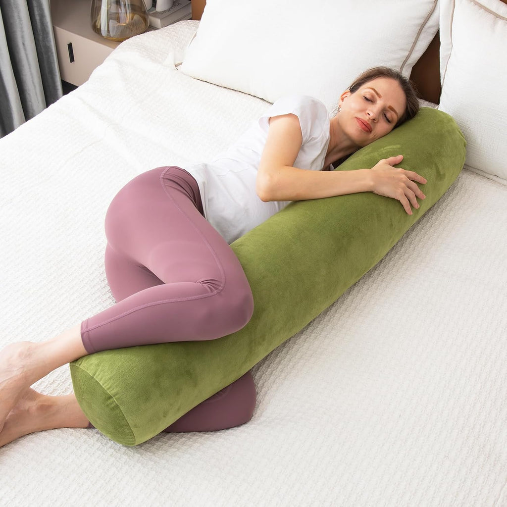 1 MIDDLE ONE Bolster Pillow for Bed, Long Round Body Pillow for Adults with Removable Velvet Cover, Decorative Tube Roll Cylinder Pillow…