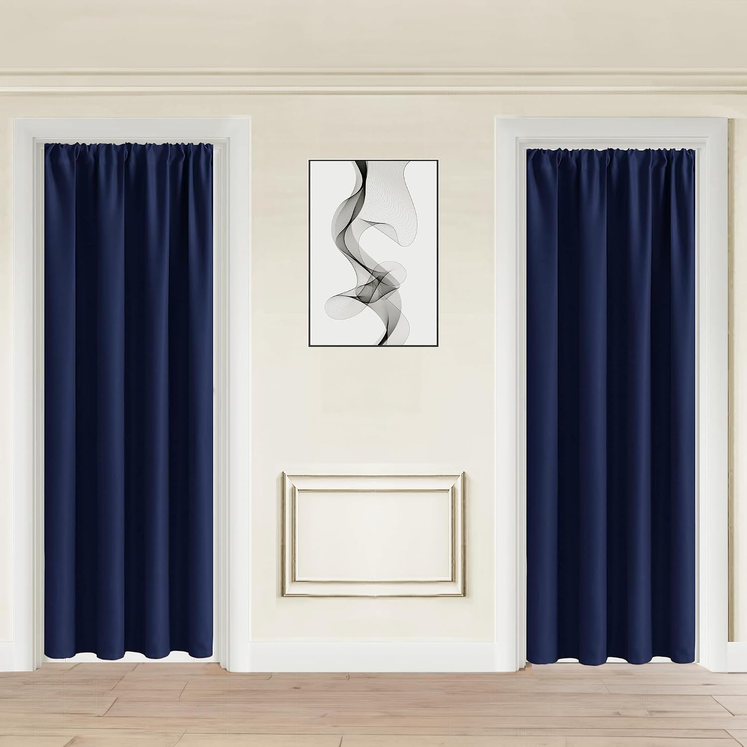 Jiuzhen Blackout Doorway Curtains 80 inch Length - 2 Panels Thermal Insulated Privacy Soundproof Rod Pocket Closet Door Curtains Room Divid…