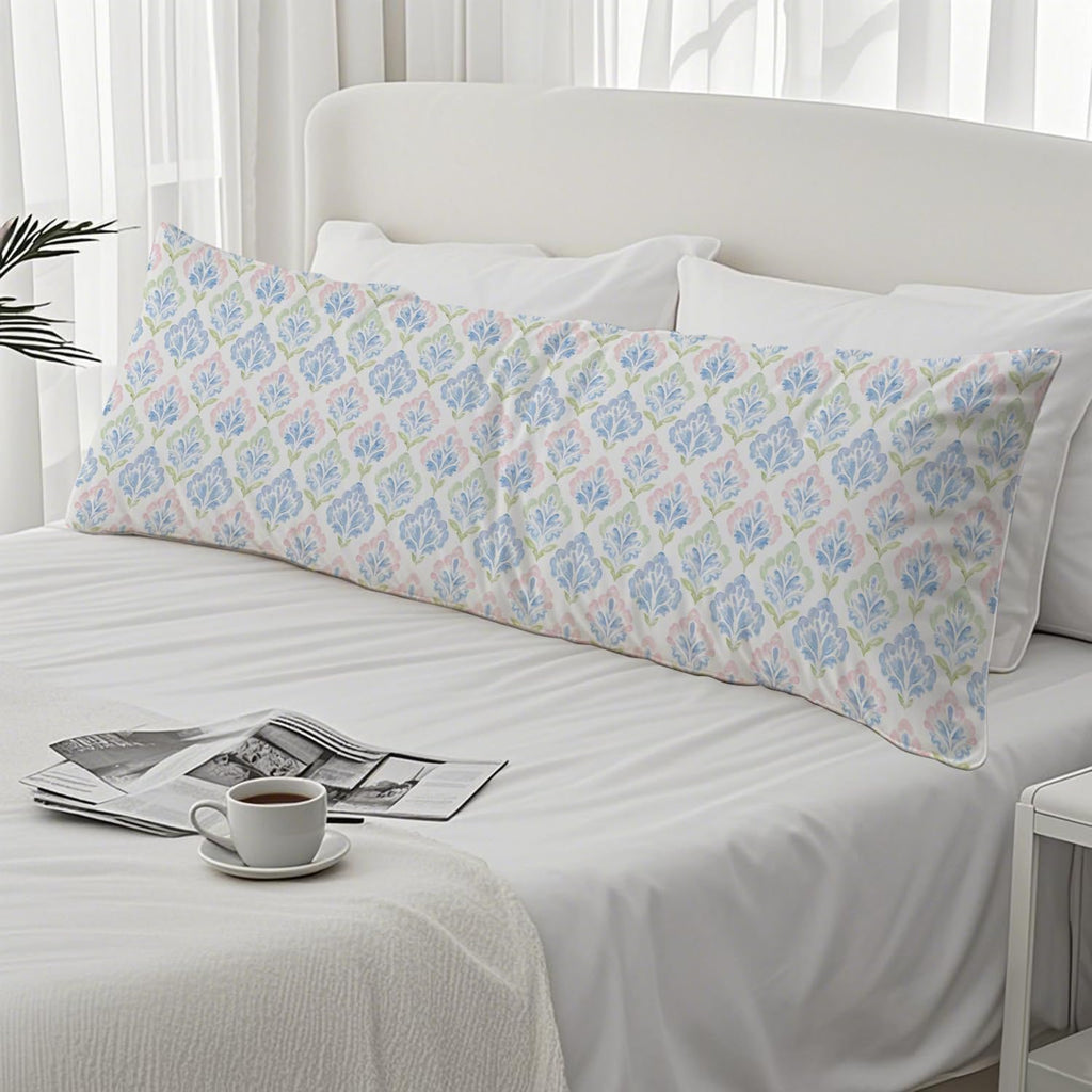 Grandmillennial Pastel Floral 20x54 Body Pillow Cover, Cottagecore Room Decor, Rustic Farmhouse Blue Flower Grand Millenial Decorative…