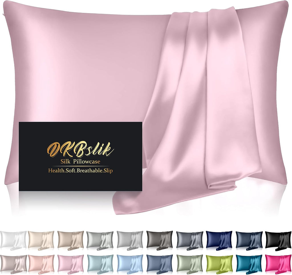 Home Silk Pillowcase for Hair and Skin, Mulberry Silk Pillow Cases Standard Size, Anti Acne Cooling Sleep Both Sides Natural Silk Satin Pil…