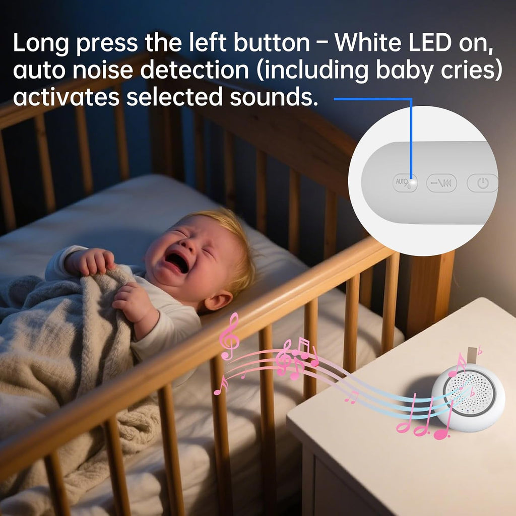 Amzsa White Noise Sound Machine for Baby & Adults – 24 Sleep Sounds Including Rain, Green & Pink Noise, Portable Noise Canceling Sound with…