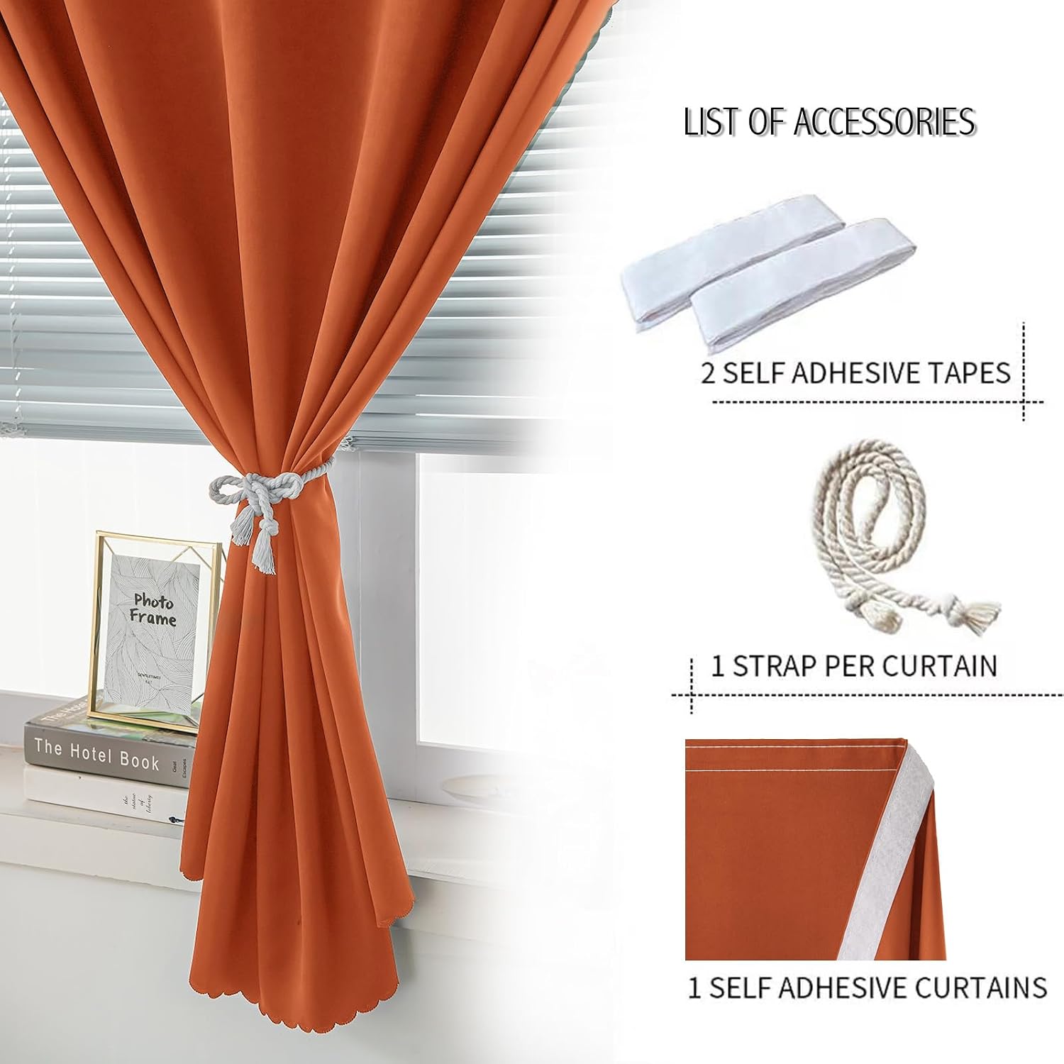 Self Adhesive Curtains Portable Blackout Curtain Simple and Easy to Install Bedroom Window Thermal Lnsulated Kitchen Room Darkening Black…