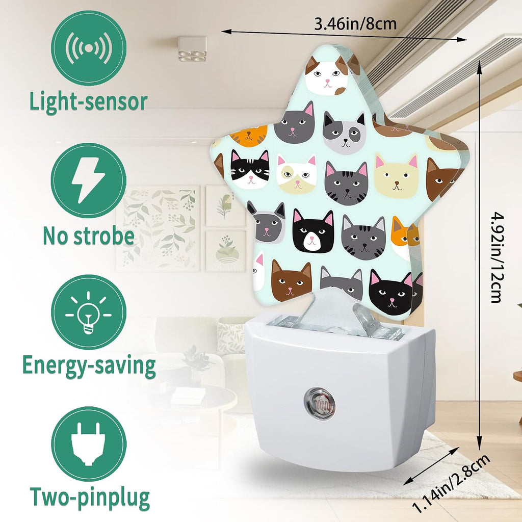 Cats Star Night Light Plug in, Soft Glow Night Light for Kids Bedroom Nursery, Gentle Warm Light for Sleep, Compact Lamp for Hallway…