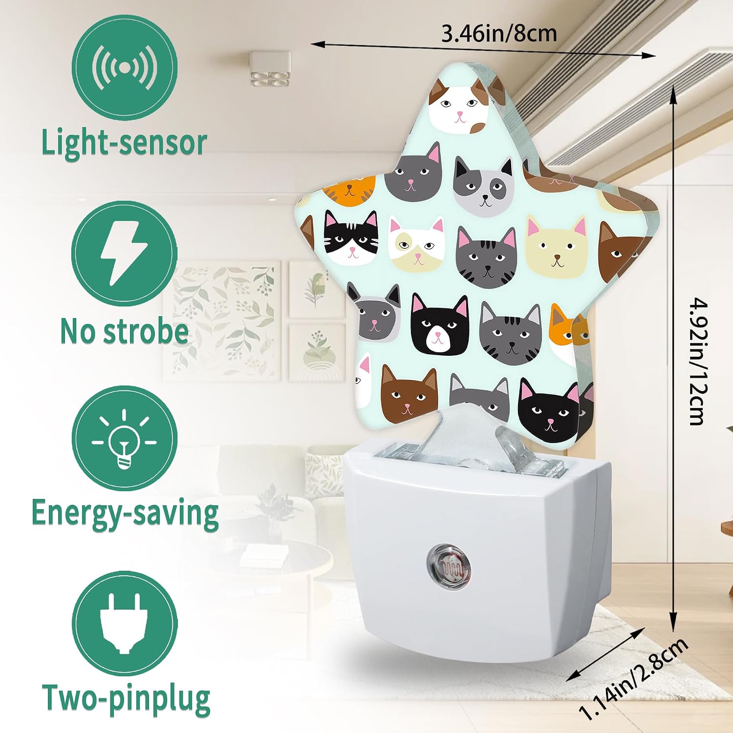 Cats Star Night Light Plug in, Soft Glow Night Light for Kids Bedroom Nursery, Gentle Warm Light for Sleep, Compact Lamp for Hallway…