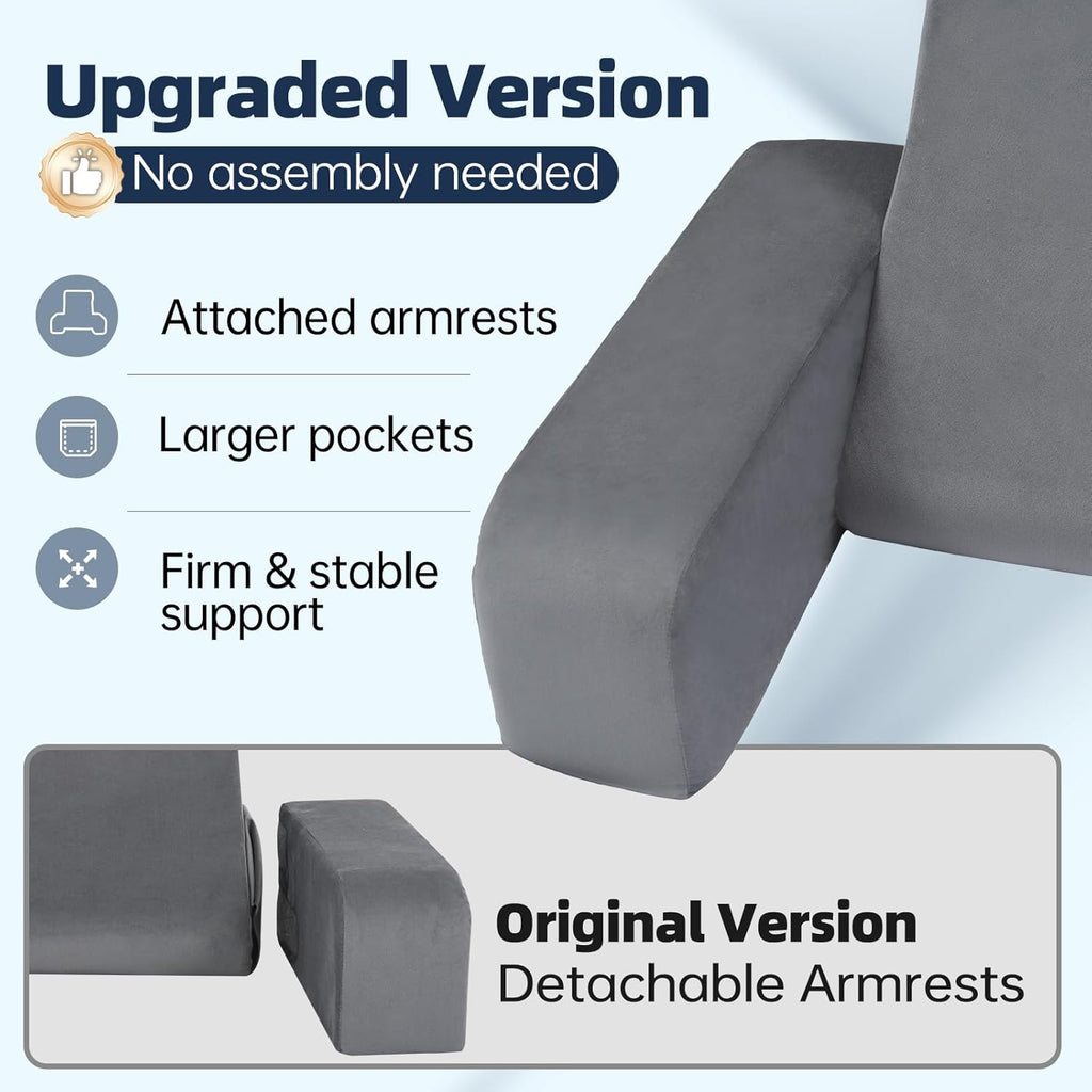 ENITYA 19" Back Support Pillow, Reading Pillow with Attached Arms & Large Pockets, Removable Washable Cover, Wedge for…