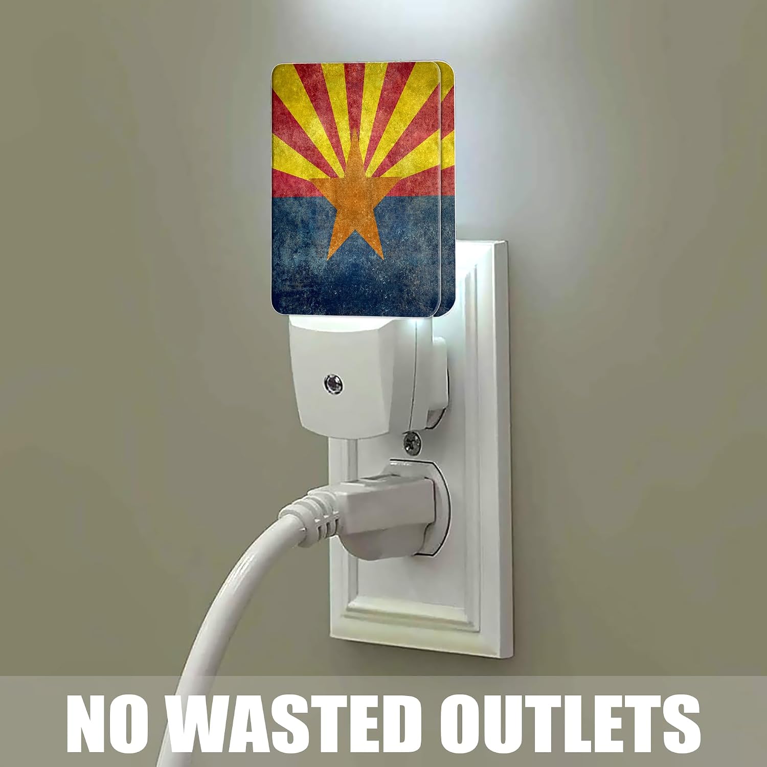 Arizona Flag Night Light, The 48th State Plug into Wall with Dusk to Dawn Light Sensors, Warm Nightlights for Bedroom, Bathroom, Hallway…