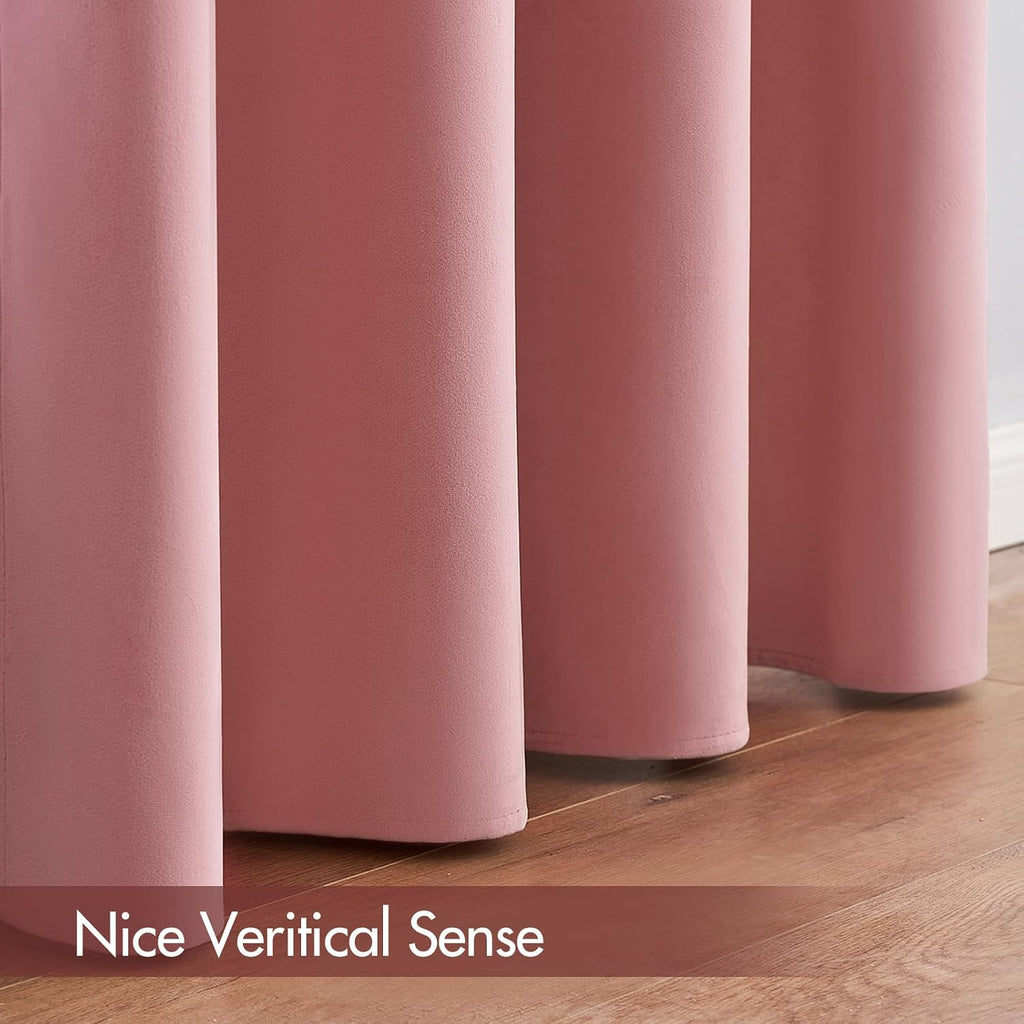 MIULEE Blush Pink Velvet Curtains Thermal Insulated Blackout Curtain Drapes for Bedroom Living Room Darkening 84 Inches Long Curtains…