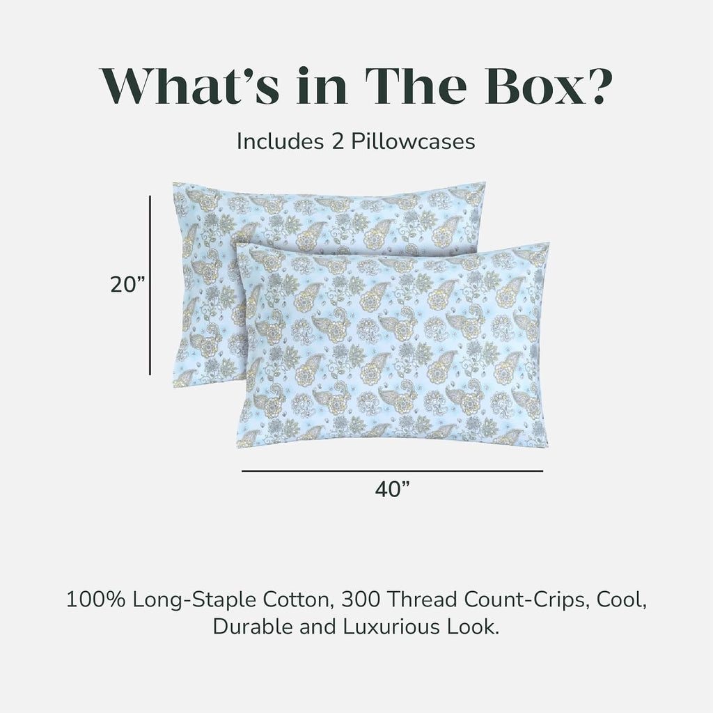 FEATHER & STITCH NEW YORK 100% Cotton 2 Piece King Pillow Cases, 300TC Ultra-Soft Pillowcases with Envelope Closure, Wrinkle- Fade- Stain…