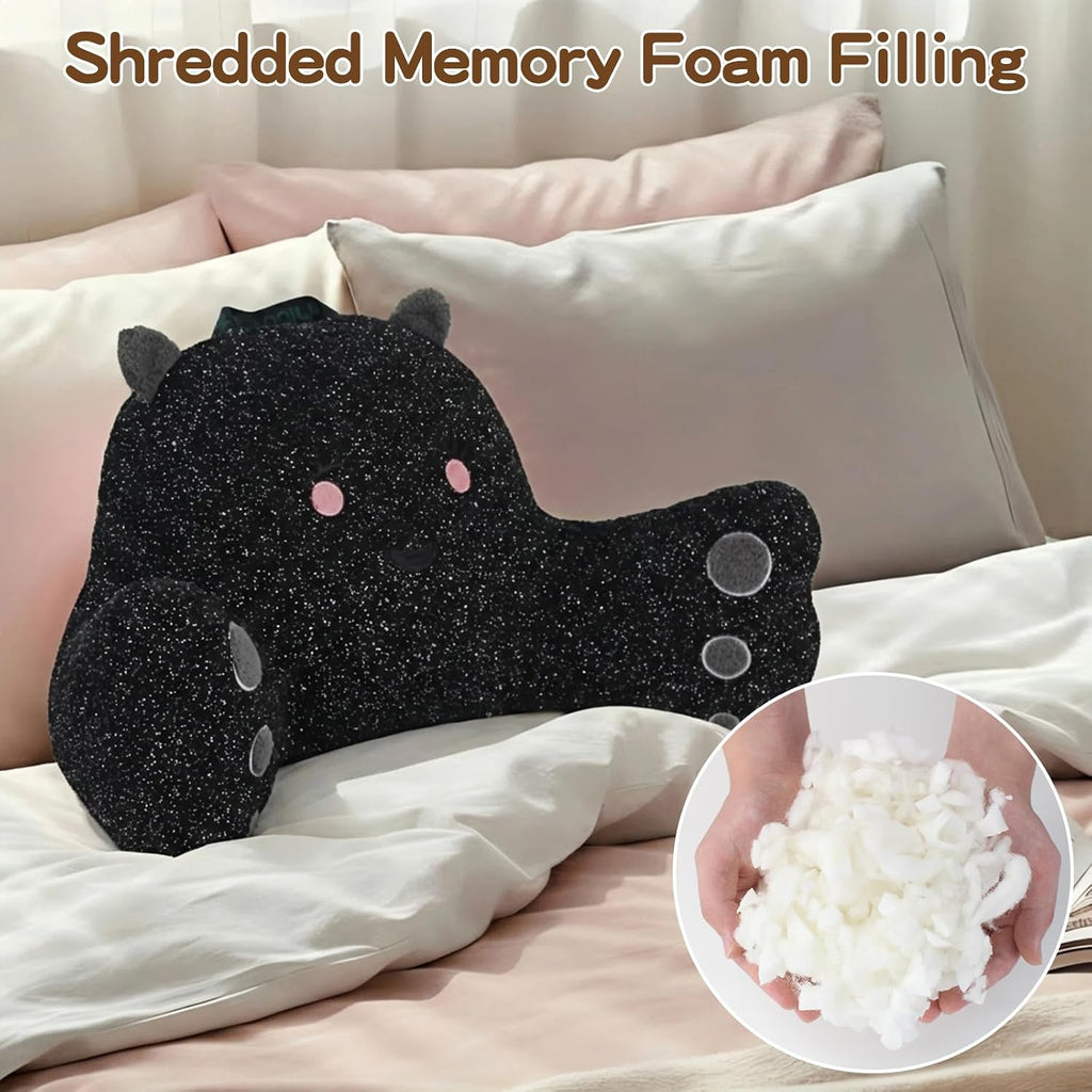 Ajicong Reading Pillow for Sitting in Bed Couch Teens/Adult, Back Rest Pillow for Sitting Up in Bed with Shredded Memory Foam, Includes Arm…