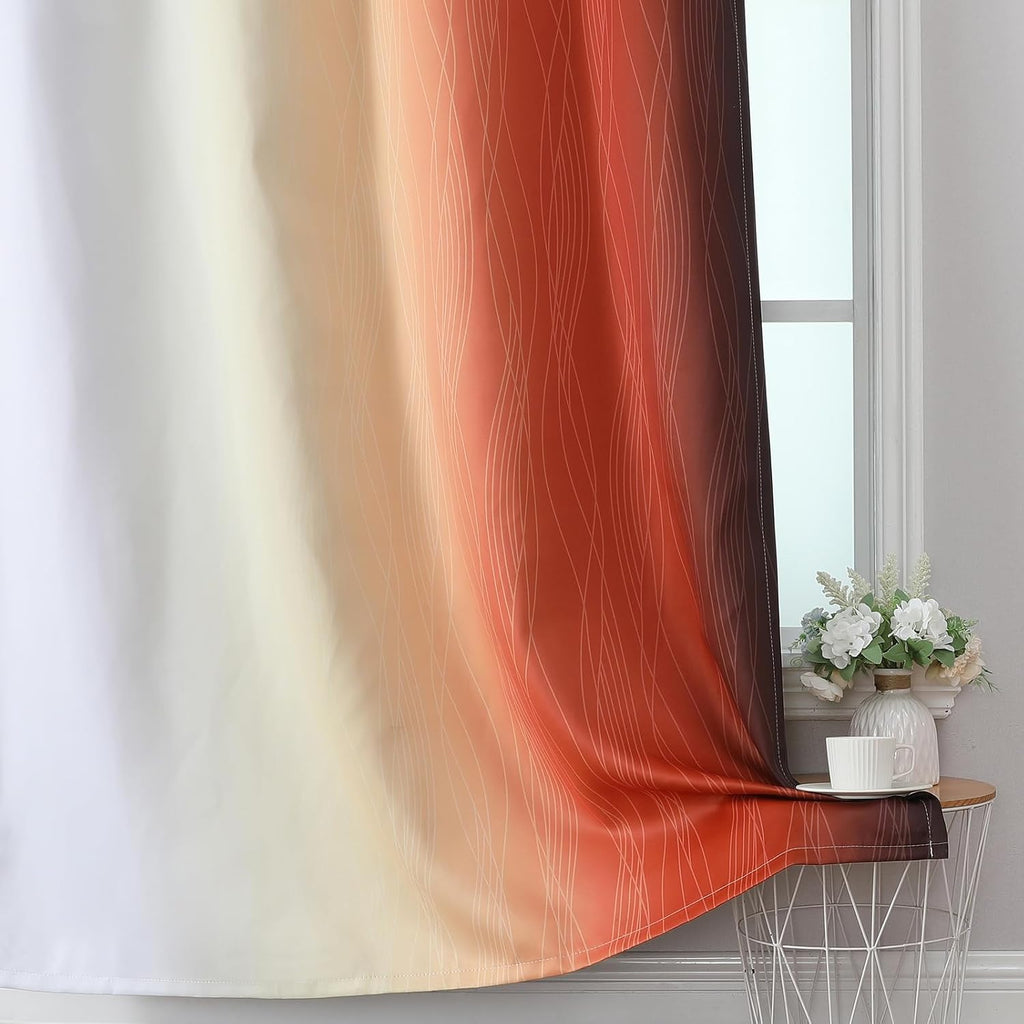 Estelartextiler Estelar Textiler Burnt Orange and Greyish White Ombre Blackout Curtains for Bedroom 102 Inch Long, Thermal Insulated Gromme…