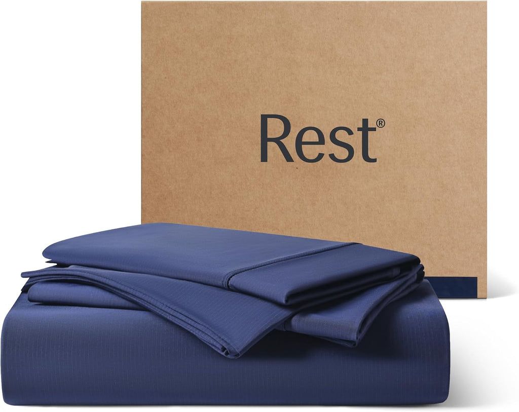 Rest ® Evercool®+ Starter Sheet Set, Queen, Blue, Breathable Bed Sheets for Hot Sleeper and Night Sweats, with Pillowcases, with Ionic+ Sel…