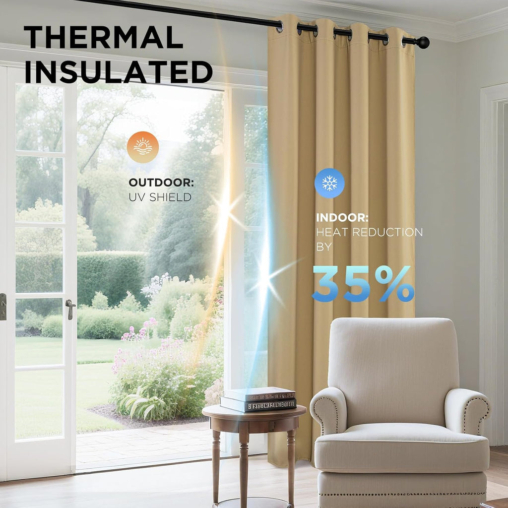 Joydeco Blackout Curtains 72 inches Long 2 Panels Set, Thermal Insulated Long Curtains & Drapes 2 Burg, Room Darkening Grommet Drapes for B…