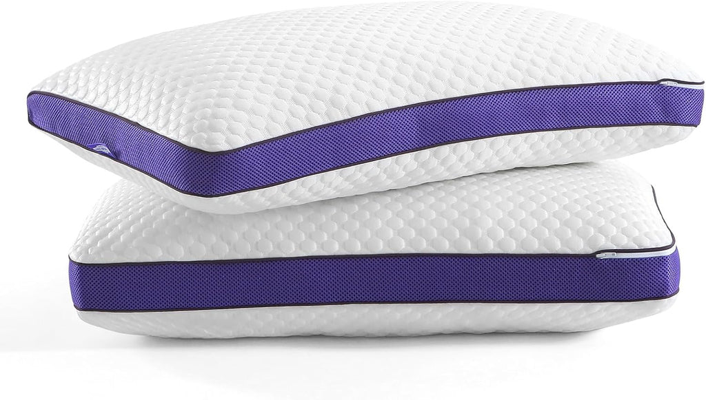 Bpc Shredded Memory Foam Pillows King Size, Cooling Bed Pillows for Sleeping, Adjustable Firm Soft Support for Side Back Stomach Sleepers,…