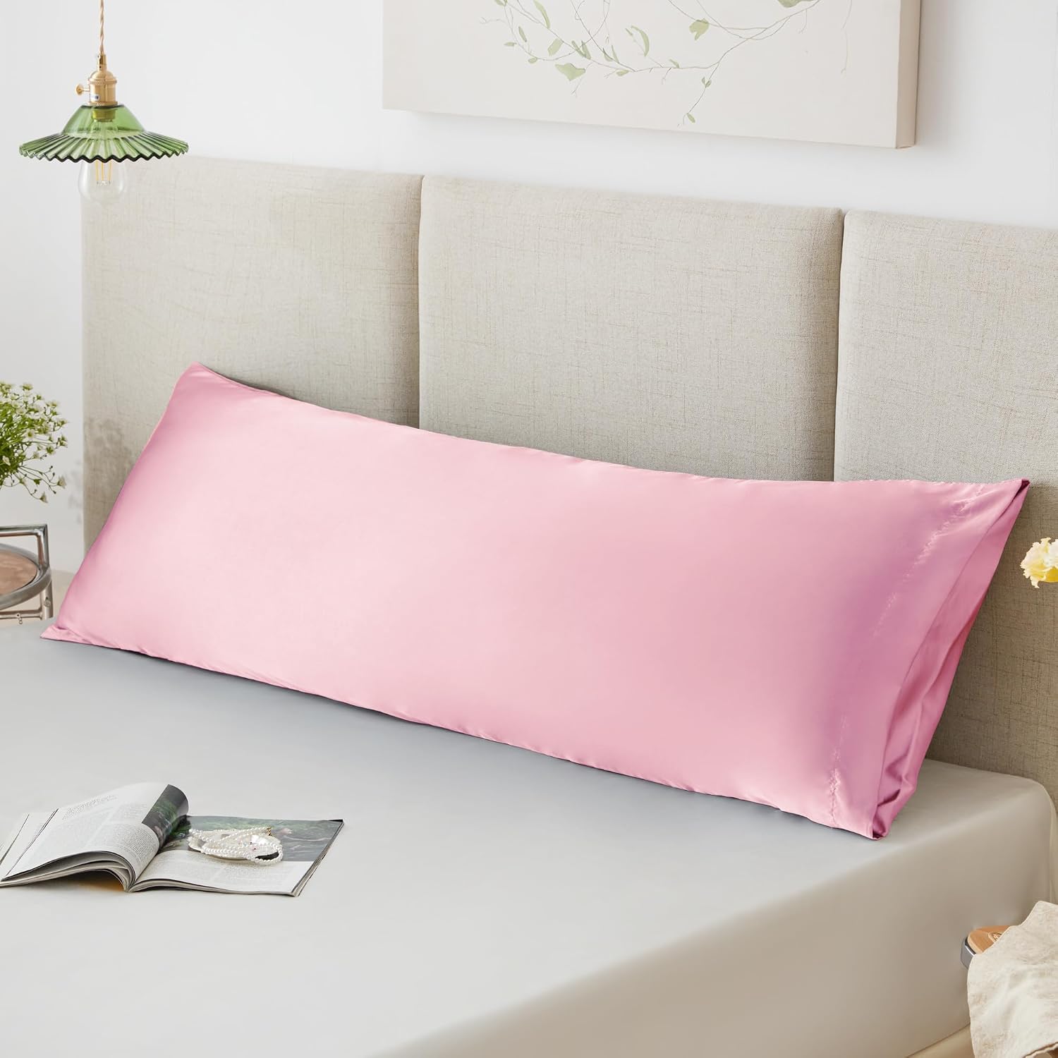 Lovescabin Love's cabin Satin Body Pillowcase 20x54, Cooling Pillow Cover for Hair and Skin, Silky Smooth with Envelope Closure, Similar to…