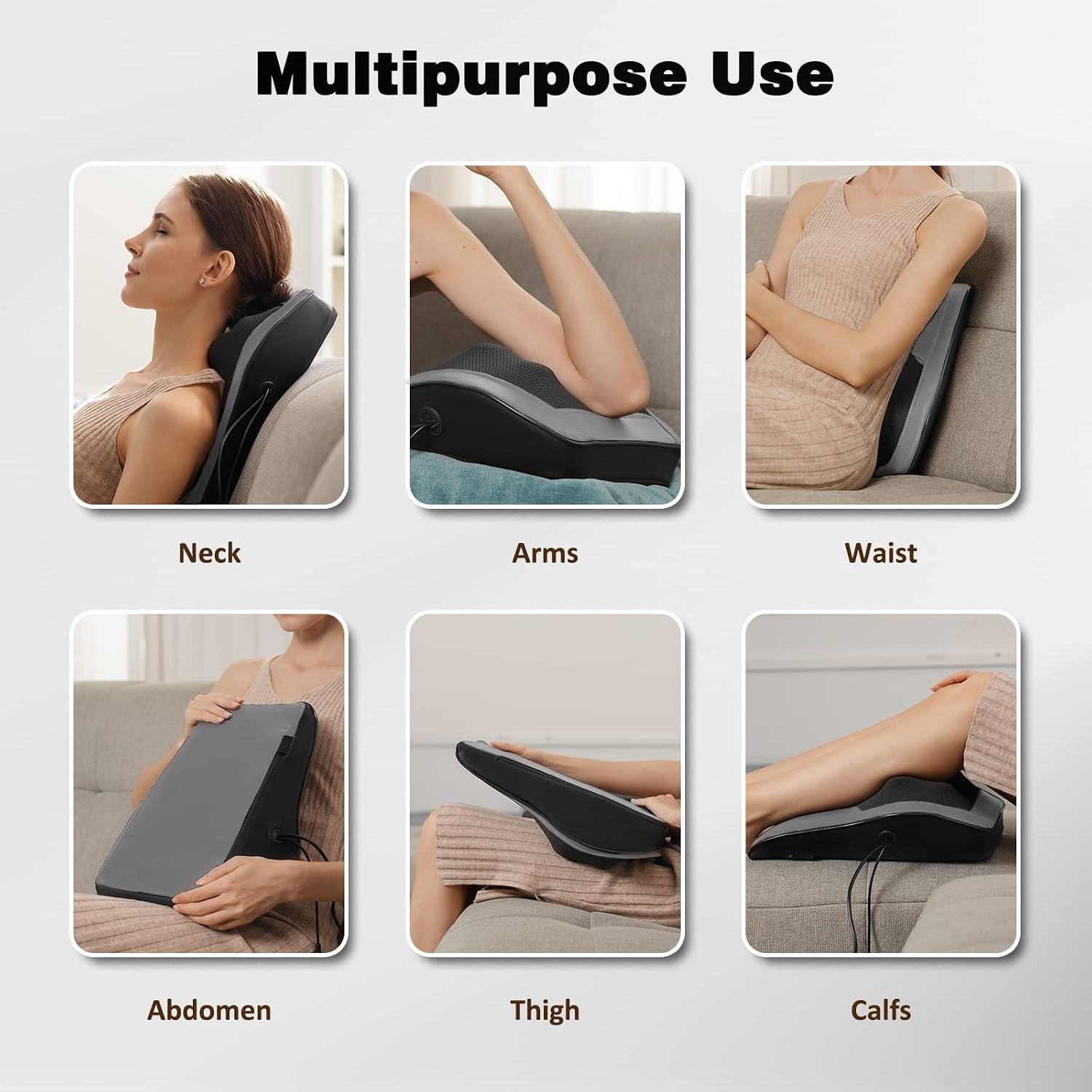 Boriwat Back Massager with Heat, 3D Kneading Massage Pillow for Back, Neck, Shoulder, Leg Deep Tissue, Gifts for Women Men Mom Dad(Dark Gra…