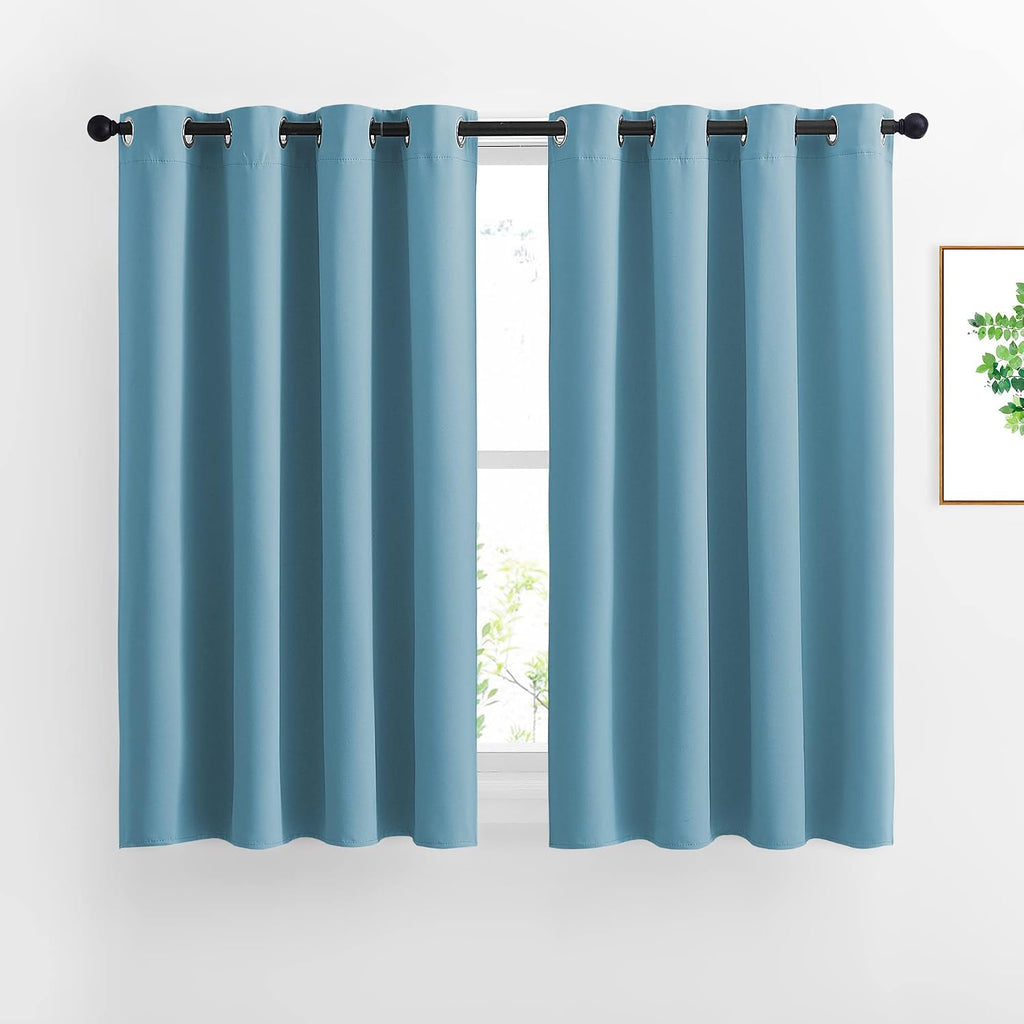 Nicetown Blackout Curtains Panels for Window - Thermal Insulated Solid Grommet Blackout Panels/Drapes for Bedroom (Teal Blue=Light Blue, Se…
