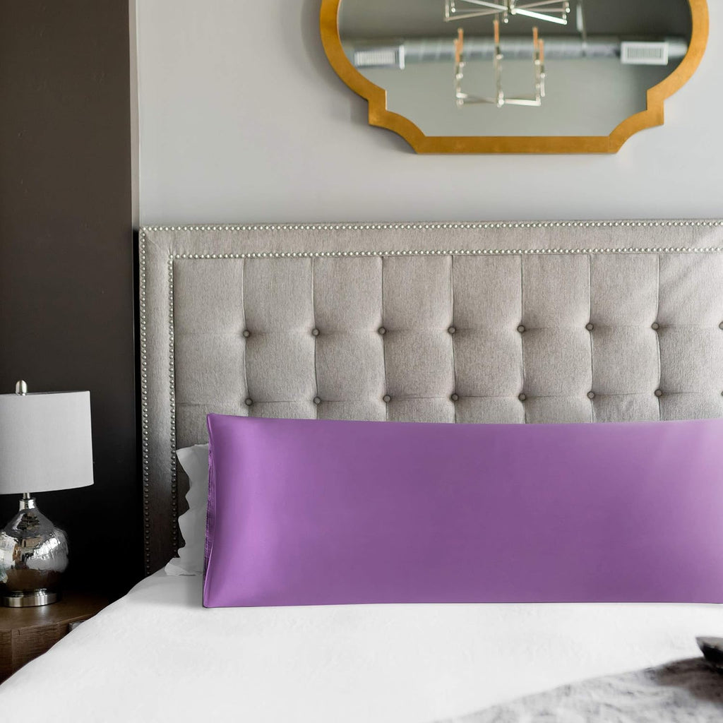 uxcell Body Pillow Cover, 20x72 Inch Purple Silky Satin Body Pillowcases for Hair and Skin, Soft Cooling Smooth Pillow Case with Envelope…