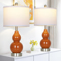 Rinweey Double Gourd Ceramic Table Lamps Set of 2, Modern Red Bedside Lamps for Night Stand, Contemporary Nightstand Lamps for Bedroom…