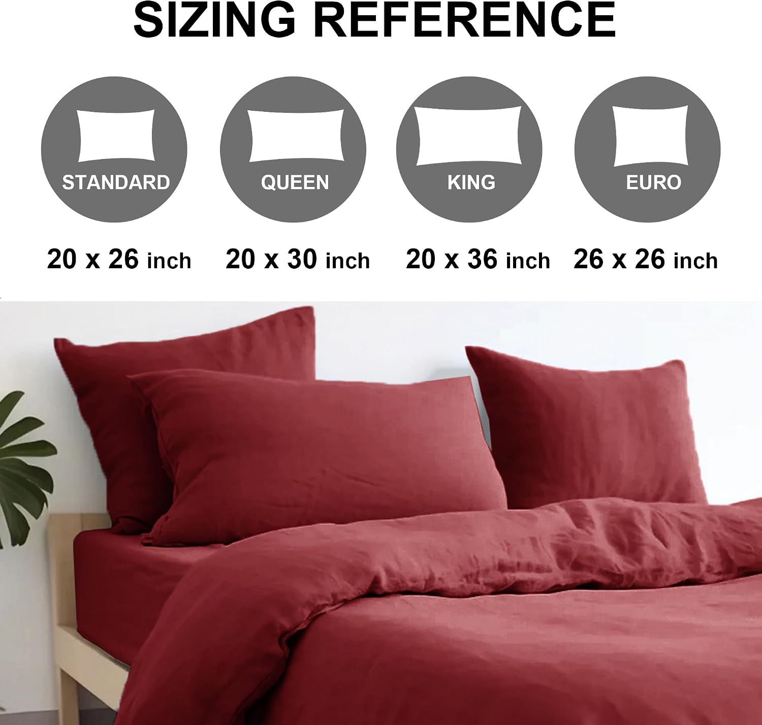 Chuffed Linen Pillow Covers 2 Pack 100% Linen Pillow Cases, Breathable and Cooling Washed Pillow Shams with Zipper Closure for Bedding, 26x…