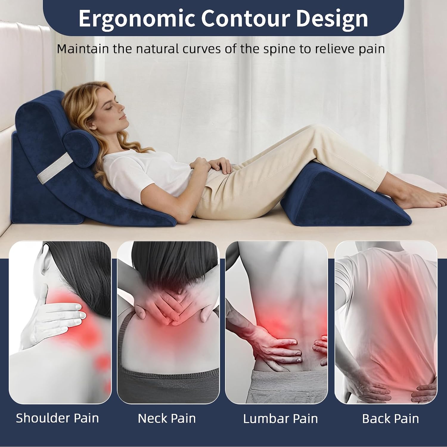 LevNubis 4PCS Orthopedic Bed Wedge Pillow Set for Post Surgery&, Adjustable Wedge Pillow for Back, Acid Reflux, Sitting up in Bed, Recov…
