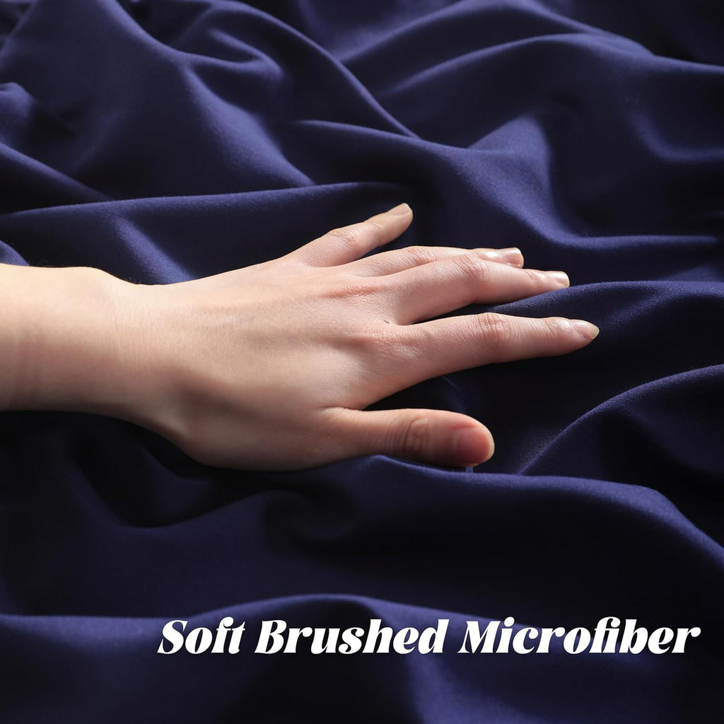 Bedsum Ruffled Body Pillowcase, 20x54 Inches, Brushed Microfiber with Envelope Closure, Soft Wrinkle-Resistant, Navy Blue Blue