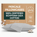 SweaveBedding 100% Egyptian Cotton Percale Pillow Cases Set - Luxurious 400 Thread Count, Breathable & Skin-Friendly Percale - Softer After…