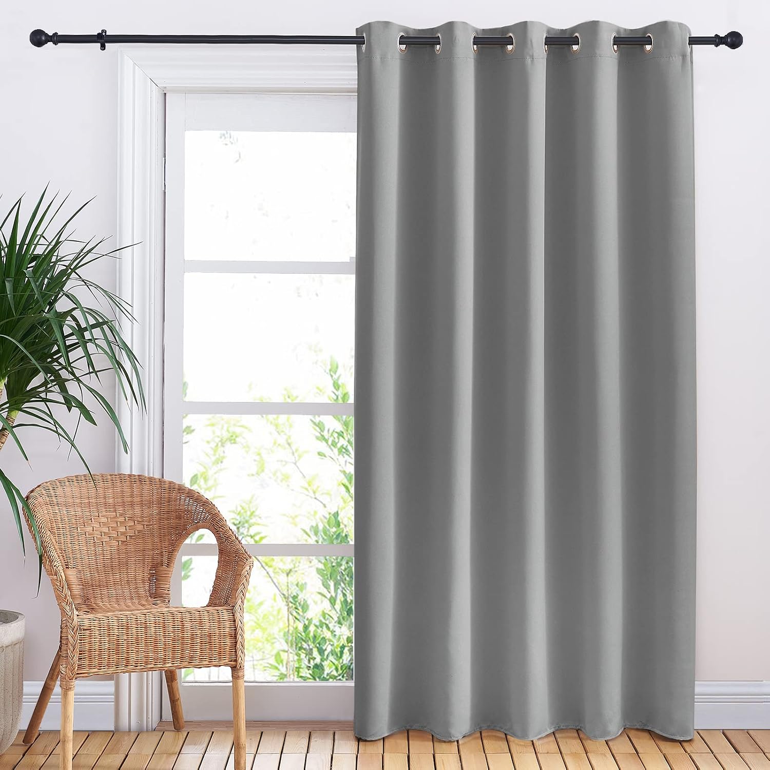 NICETOWN Sliding Door Curtains, Wide Thermal Blackout Patio Door Curtain Panel, Sliding Door Drapes/Draperies with Grommet Top (Silver…