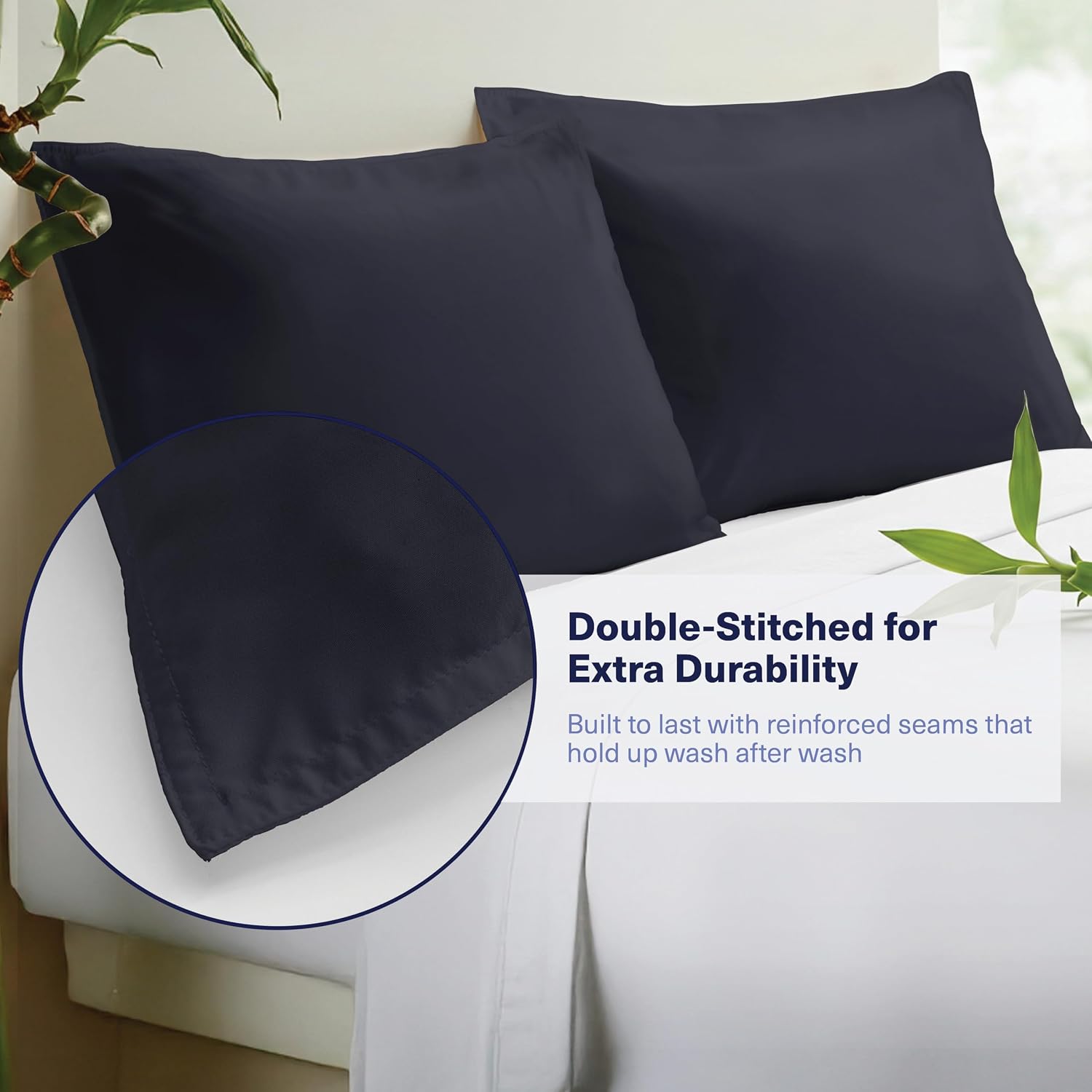 KickoffHome Kickoff Viscose Bamboo Pillowcase, Standard, Set of 2, 100% Organic Hidden Zippered Viscose Bamboo Pillow Case Standard Size, C…