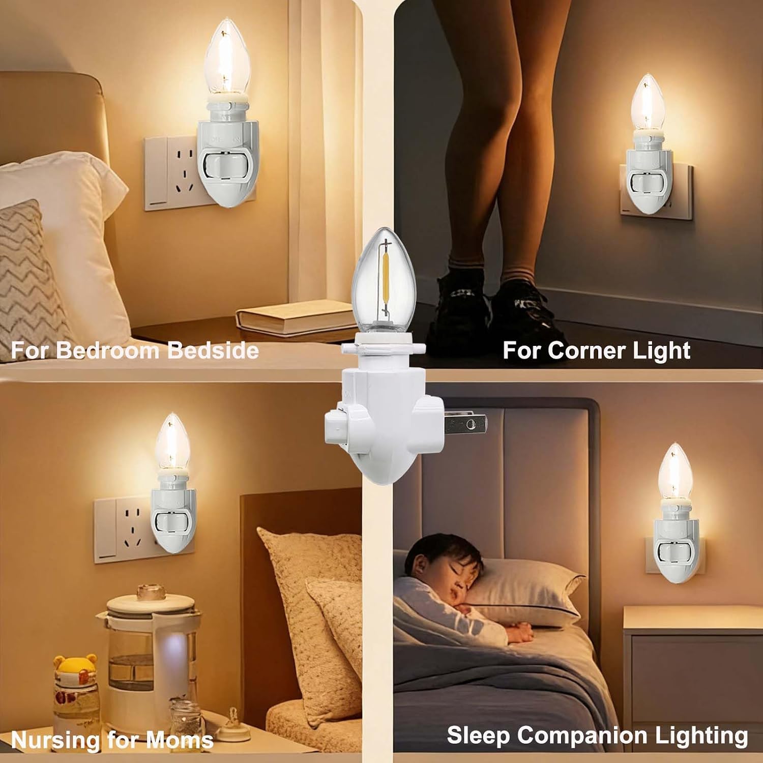 Plug-in Night Lights, Standard Plug-in Nightlight Module, On/Off Switch, E12 Socket C7 Led Light Bulbs, Suitable for DIY Handmade Decorative…