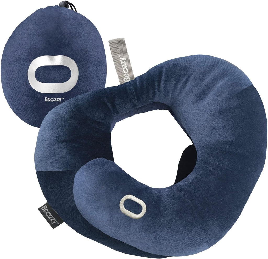Bcozzy Flat Back Travel Neck Pillow – Patented Neck & Support for Head, Neck, and Chin. Ideal for Airplanes, Long Flights, Car Rides. Adjus…