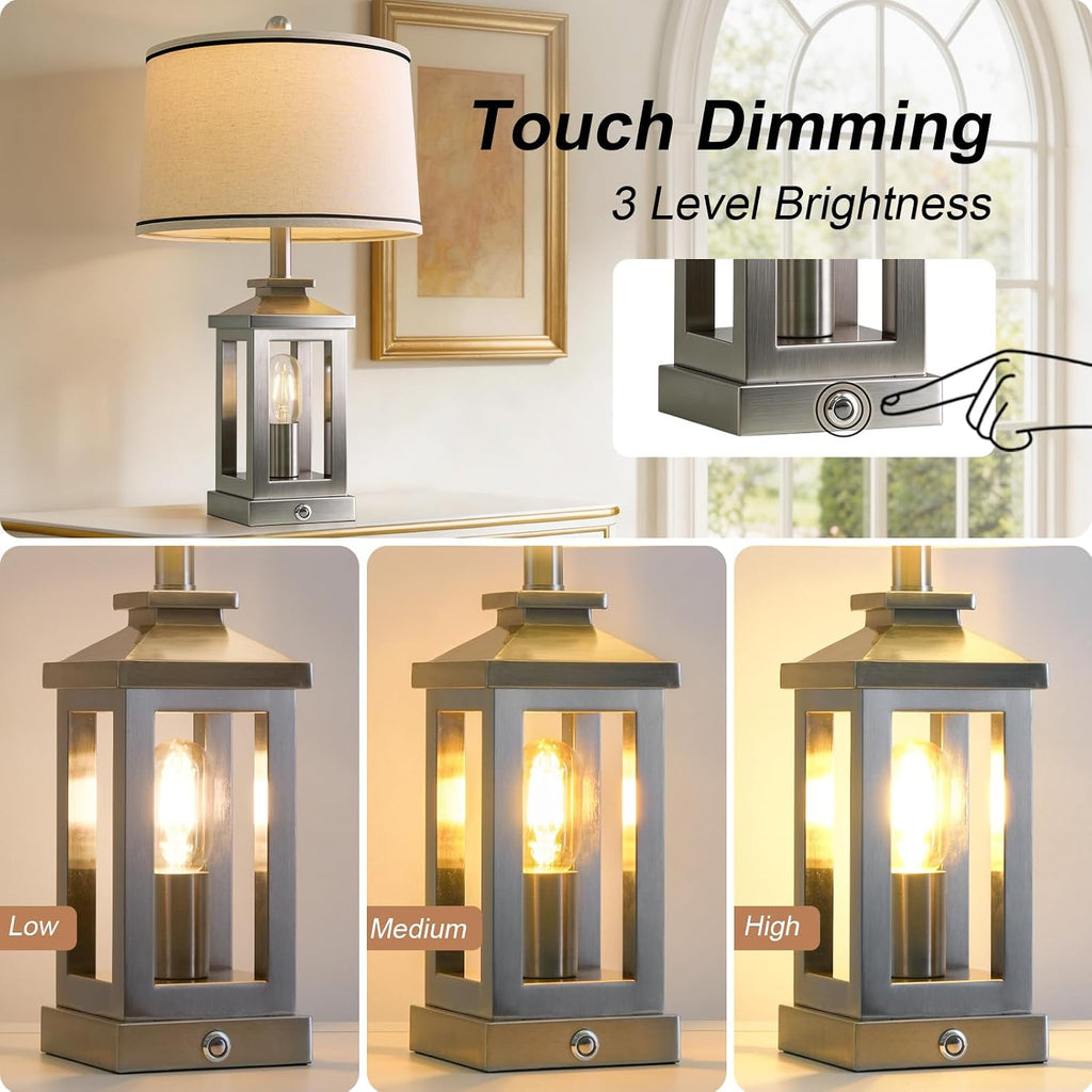 G-SAFAVA 24" Table Lamps for Living Room Bedroom Modern Metal Bedside Lamps Set of 2 Nightstand Lamp for Night Stands 3 Way Dimmable…