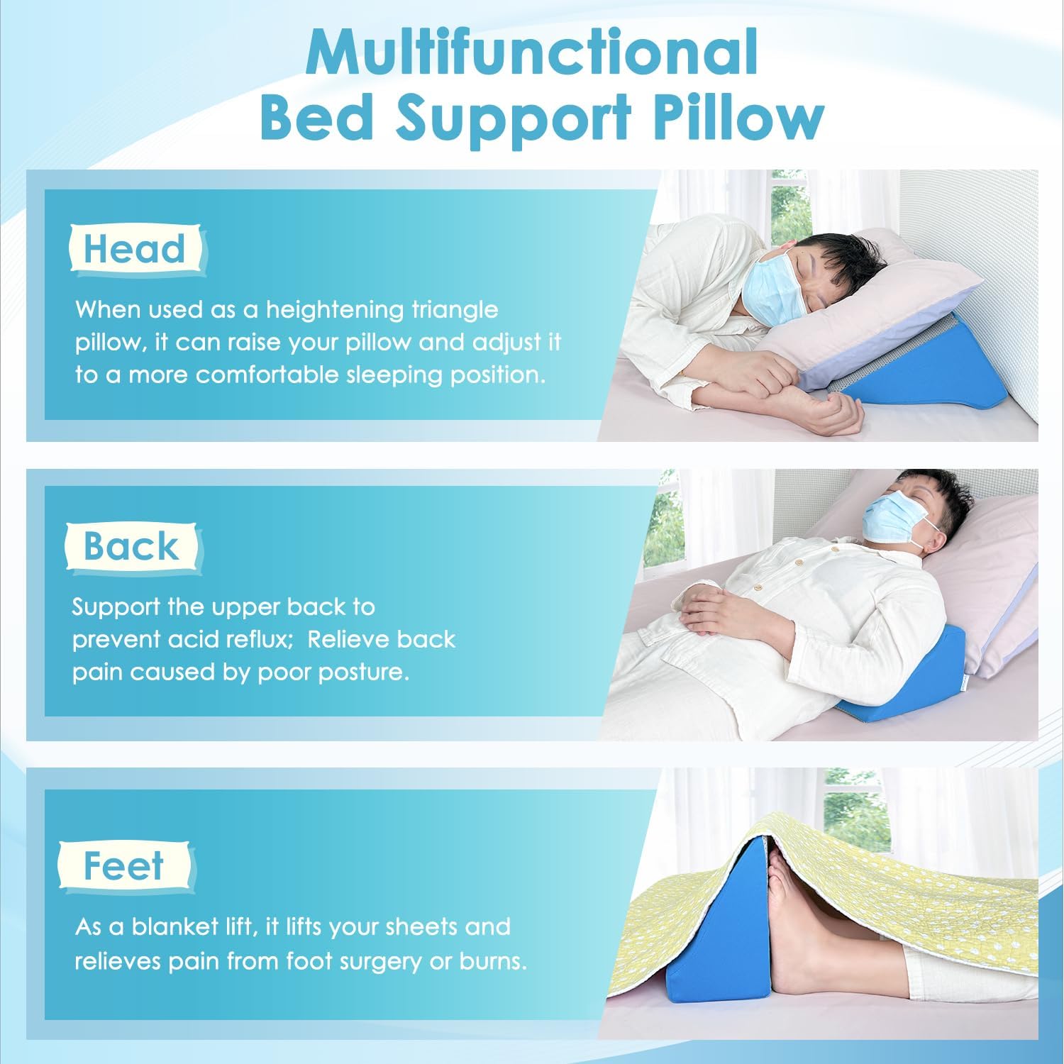NEPPTthy Bed Wedge Pillow For Sleeping Seniors Post Surgery Incline Pillow Bedsore Pressure Relief Cushions For Butt Lifting Patient Tu…