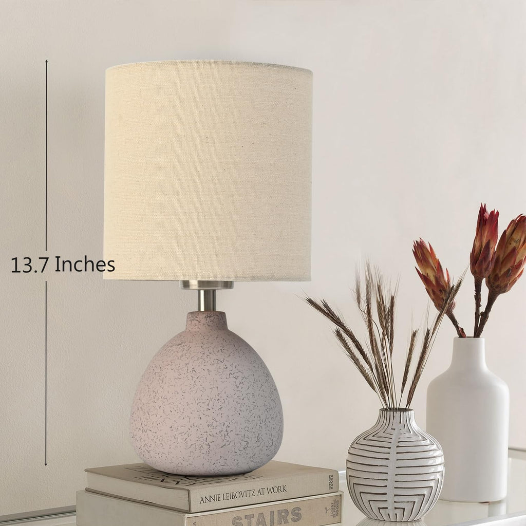 BrightWe Earth Brown Rustic Ceramic Table Lamp Set of 2, Small Table Lamp Farmhouse Rustic Lamp Set Bedside Table Lamps for Bedroom Nightst…