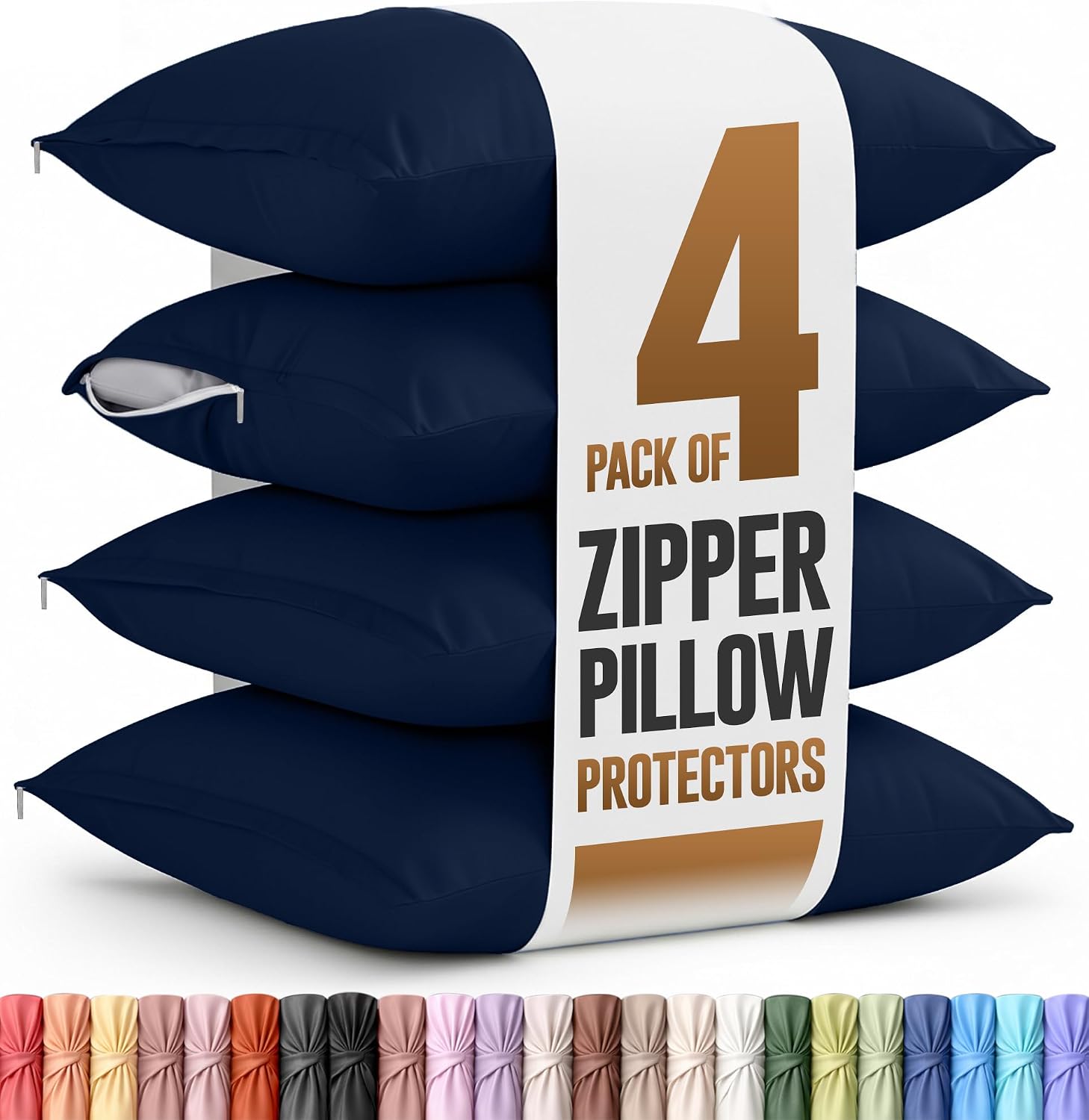 Utopiabedding Utopia Bedding 4 Pack Pillow Protectors with Zipper King Size, Soft Brushed Microfiber Fabric Pillow Cases, Shrinkage and Fad…