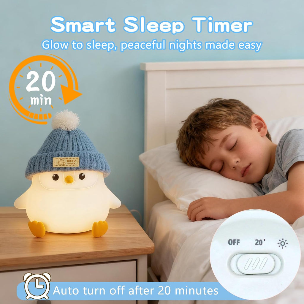 FAMIDUO-BrightenYourLife FAMIDUO Penguin Night Light with Knit Hat, Cute Silicone Nursery Lamp - Dimmable Squishy Animal Light - Heartwarmi…