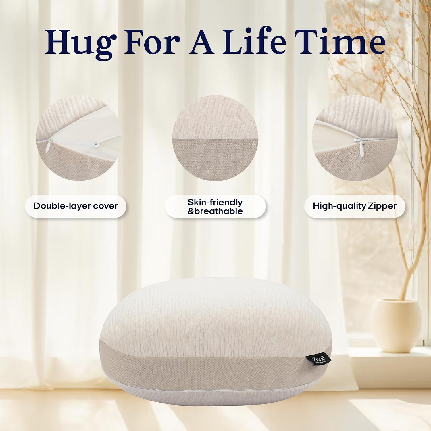 ZonLi Weighted Pillow for Adults 6.5Lbs, Washable Hug Pillow Get Better Sleep, Detachable Sensory Body Weighted Pillows, Memory Foam Bed…