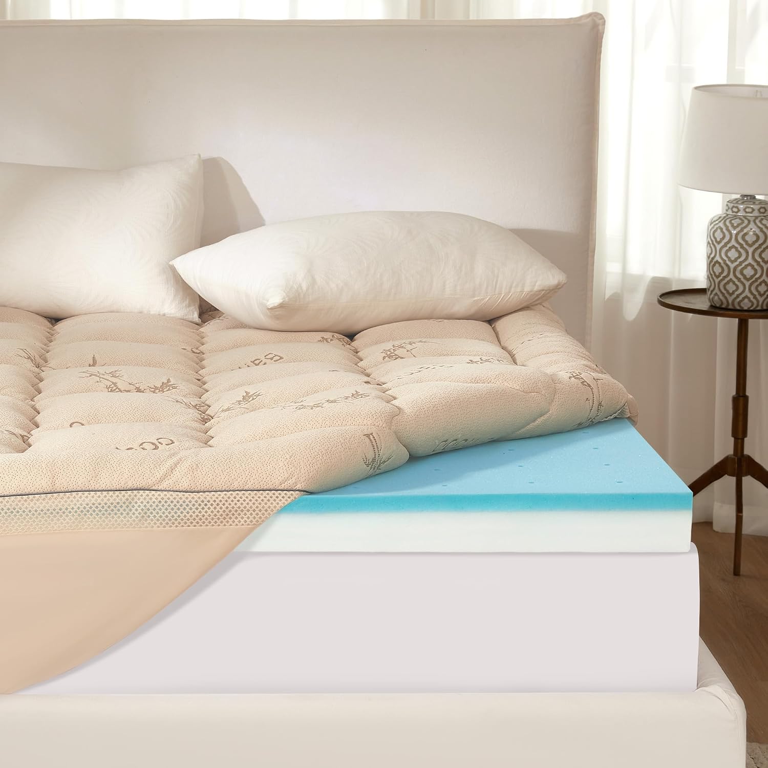 Bedlore 4 Inch Memory Foam Mattress Topper Twin,2-in-1 Dual Layer Design (2" Gel Memory Foam + 2" Plush Pillow Top Cover) Mattress Topper M…