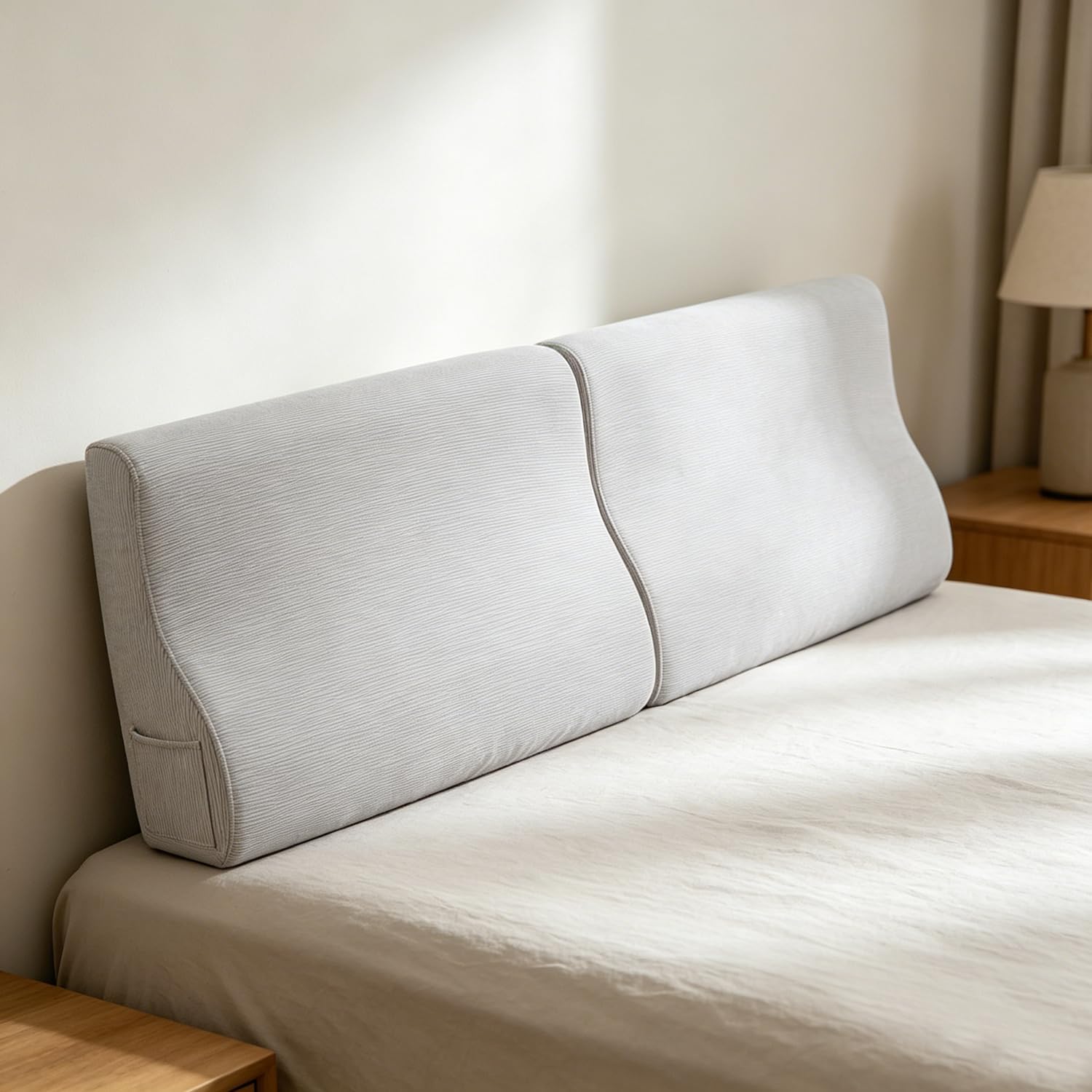 Queen Size Wedge headboard Cushion Triangular Bed Wedge Pillow for Headboard Large Couch Back Support Pillow for Bed Sitting up…