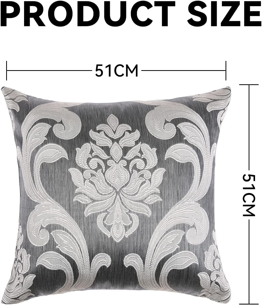 Napearl Throw Pillow Covers-Set of 2 with Silver Grey White Damask Jacquard Patterns Decorative Pillowcase for Couch, Sofa, Bed, Attractive…