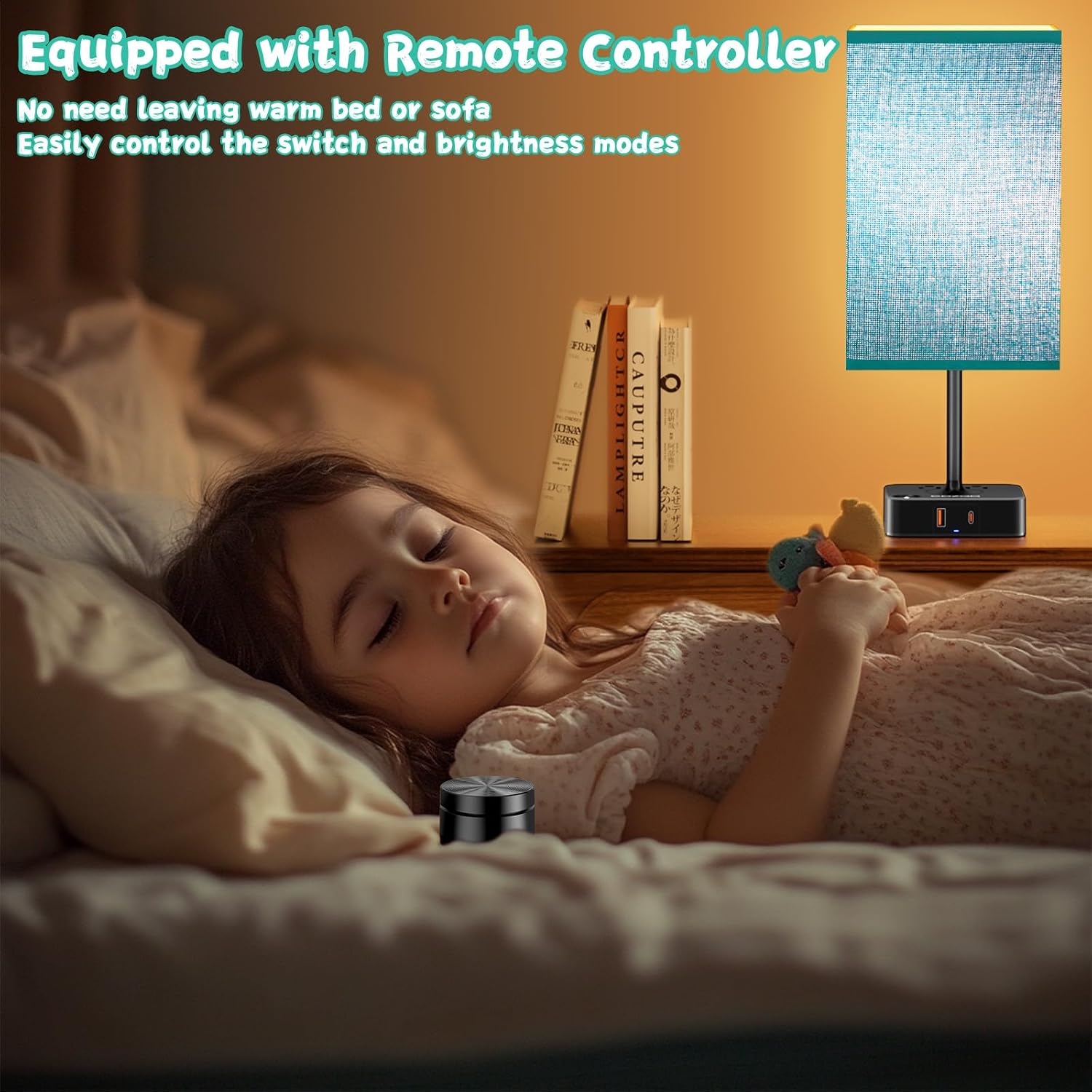 Nightstand Lamp & USB C+A Fast Charging Station: Modern Bedside Table Lamp with Remote & Touch Control, Warm Dimmable Light for Bedroom…