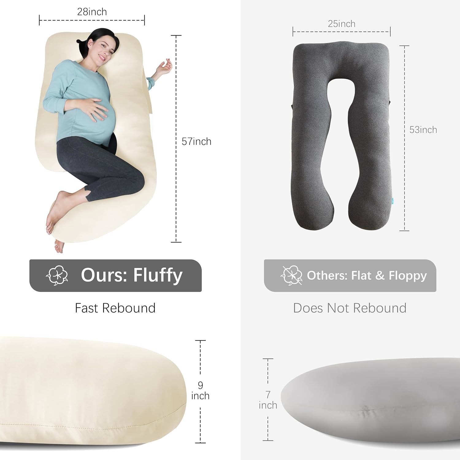 Moonpark MOON PARK Pregnancy Pillows for Sleeping - U Shaped Full Body Maternity Pillow with Removable Cover - Support for Back, Legs, Bell…