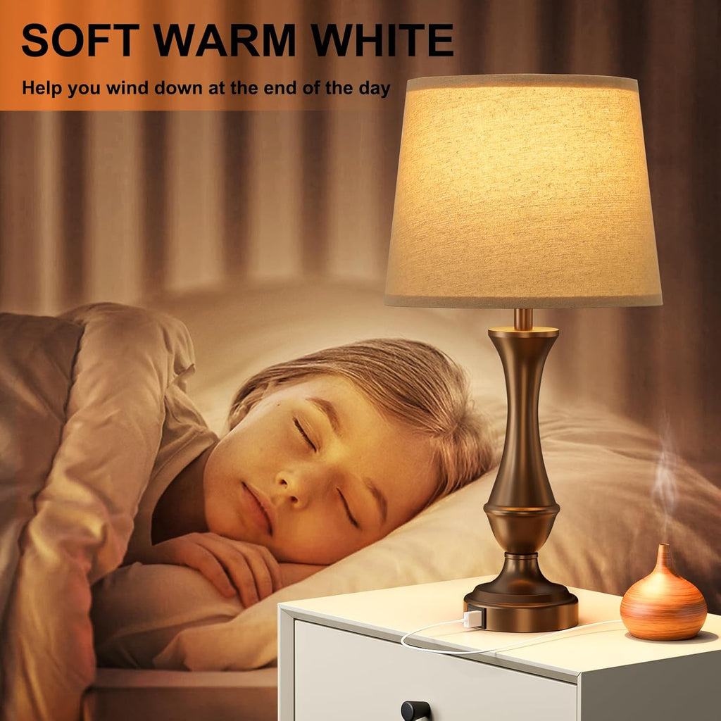 Seealle Upgraded Touch Lamps for Night Stands Set of 2 - Bedside Lamps with USB C+A, 3 Way Dimmable for Bedroom Living Room End Tables…