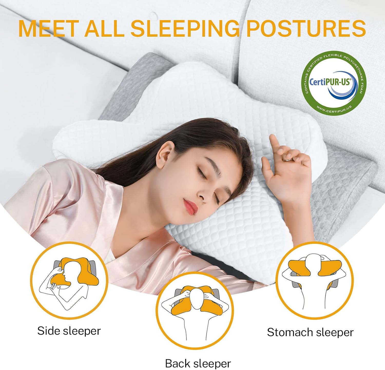 Misiki Cervical Neck Pillow for, Butterfly Contour Memory Foam Pillow for Side Back Sleepers, Ergonomic Bed Pillow with Washable Cover for…