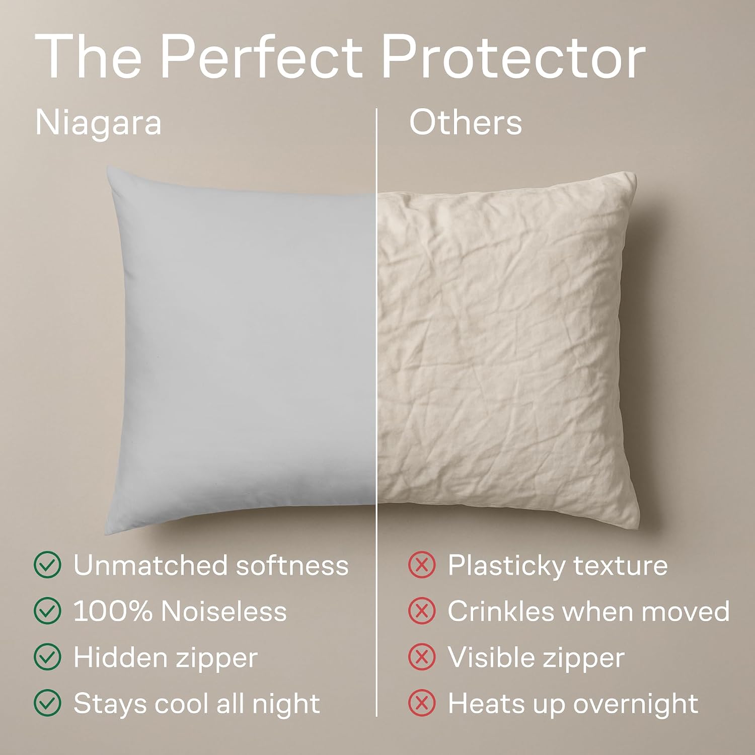 Ultra Soft Pillow Protectors with Zipper Standard Size - Set of 4 Breathable Pillow Covers - 100% Protection Against Stains, Dust & Dirt…