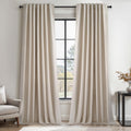 Topfinel 95 Inch Curtains Linen Blackout Curtains 2 Panel Set 100% Blackout Heat Reducing Room Darkening Curtains for Bedroom/Dorm UV Block…