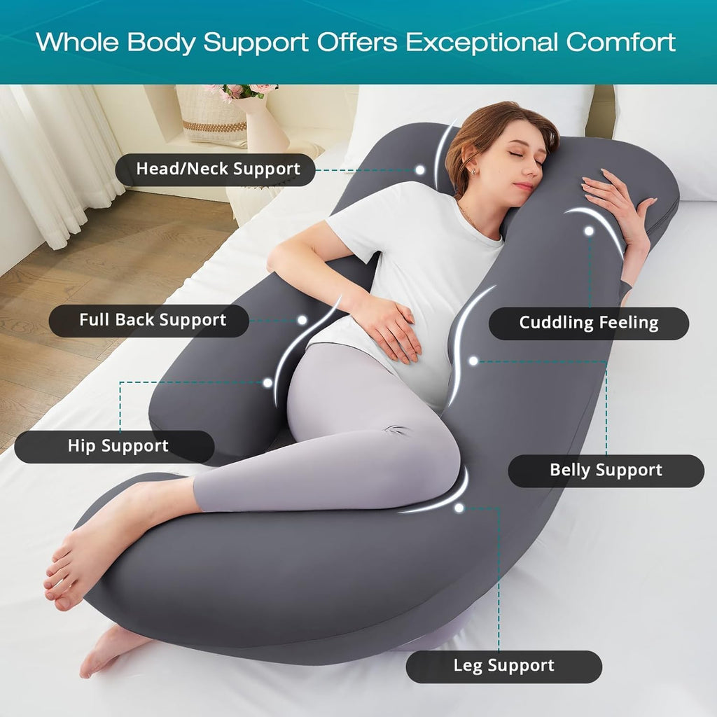 Sasttie Pregnancy Pillows for Sleeping, Jumbo U Shaped Cooling Full Body Pillow with Removable Cover, Pregnant Women Must Haves, Maternity…