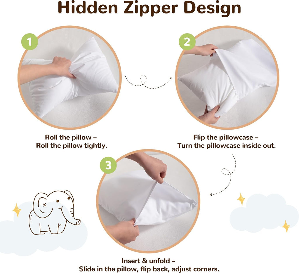Ntbay 2 Pack Pillows with Egyptian Cotton Pillowcases, Soft Cotton Down Alternative 13x18 Envelope Pillows for Sleeping in Crib Bed - Machi…