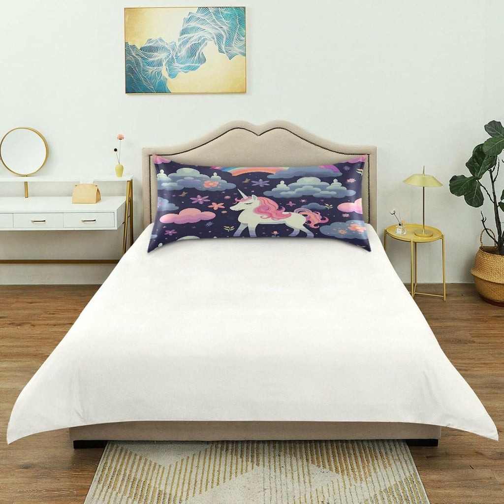 YETTASBIN Unicorns Satin Pillowcase, Soft Breathable Silk Pillow Case with Envelope Closure for Hair and Skin, Standard Size 26 x 20 Inch