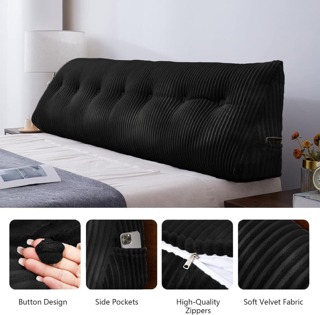 SLIGUY Large Headboard Pillow, Headboard Wedge Pillow Bed Rest Reading Pillow Bolster Triangular for Sitting in Bed-Backrest Positioning…