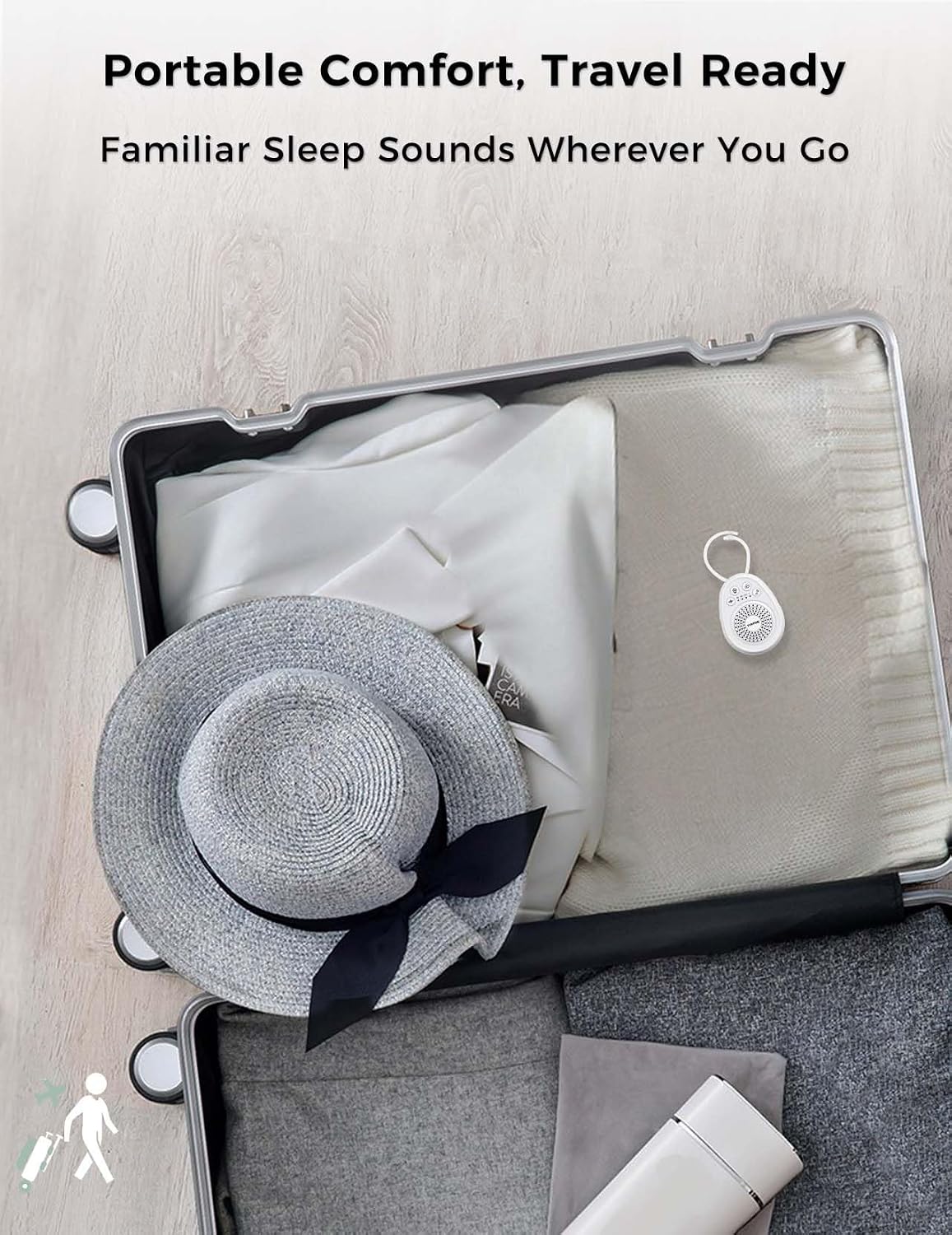 FOXFINE Portable Sound Machine, Travel White Noise Machine with 30 Soothing Sounds, Timer & Memory for Sleeping, Baby, Adults, White